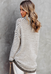 Pre-Order Striped Turtleneck Loose Sweater