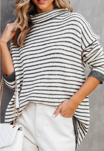 Pre-Order Striped Turtleneck Loose Sweater