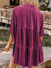 Load image into Gallery viewer, 3/4 Sleeve Tunic Babydoll Velvet Shirt