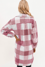 Load image into Gallery viewer, Plaid Button-Down Flap Pocket Long Shacket