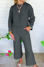 Load image into Gallery viewer, Pre-Order Quilted Long Sleeve Wide Leg Pants Set