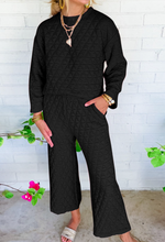 Load image into Gallery viewer, Pre-Order Quilted Long Sleeve Wide Leg Pants Set