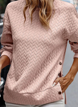 Load image into Gallery viewer, Pre-Order Pink Quilted Snap Button Detail Drop Shoulder Sweatshirt