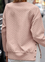 Load image into Gallery viewer, Pre-Order Pink Quilted Snap Button Detail Drop Shoulder Sweatshirt