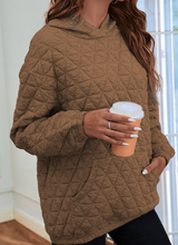 Load image into Gallery viewer, Solid Color Quilted Kangaroo Pocket Hoodie