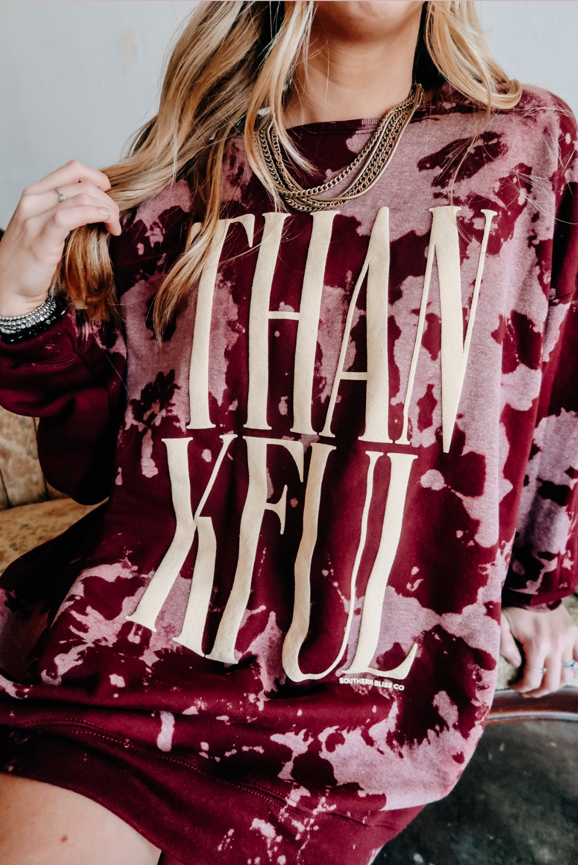 Tie Dye Long Sleeve Thankful Top