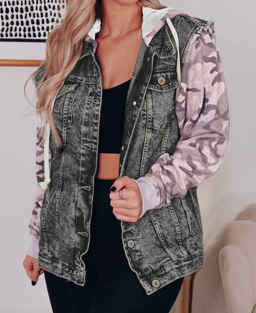 Jean jacket with camo on sale sleeves