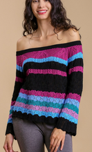 Load image into Gallery viewer, Color Block Long Sleeve Pointelle Knit Pullover Sweater