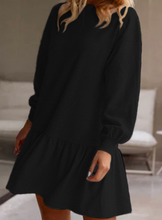 Load image into Gallery viewer, Pre-Order Solid Color Ruffle Hem Mini Sweatshirt Dress