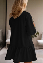 Load image into Gallery viewer, Pre-Order Solid Color Ruffle Hem Mini Sweatshirt Dress