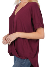 Load image into Gallery viewer, Crepe Layered Look Drape Front Tops