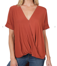 Load image into Gallery viewer, Crepe Layered Look Drape Front Tops