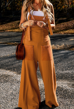 Load image into Gallery viewer, Pre-Order Black Knotted Straps Patch Pocket Wide Leg Jumpsuit
