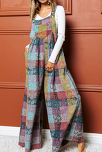 Load image into Gallery viewer, Pre-Order Multicolour Brushed Checkered Wide Leg Overalls