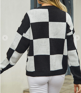 Black & White Checkered Cardigan