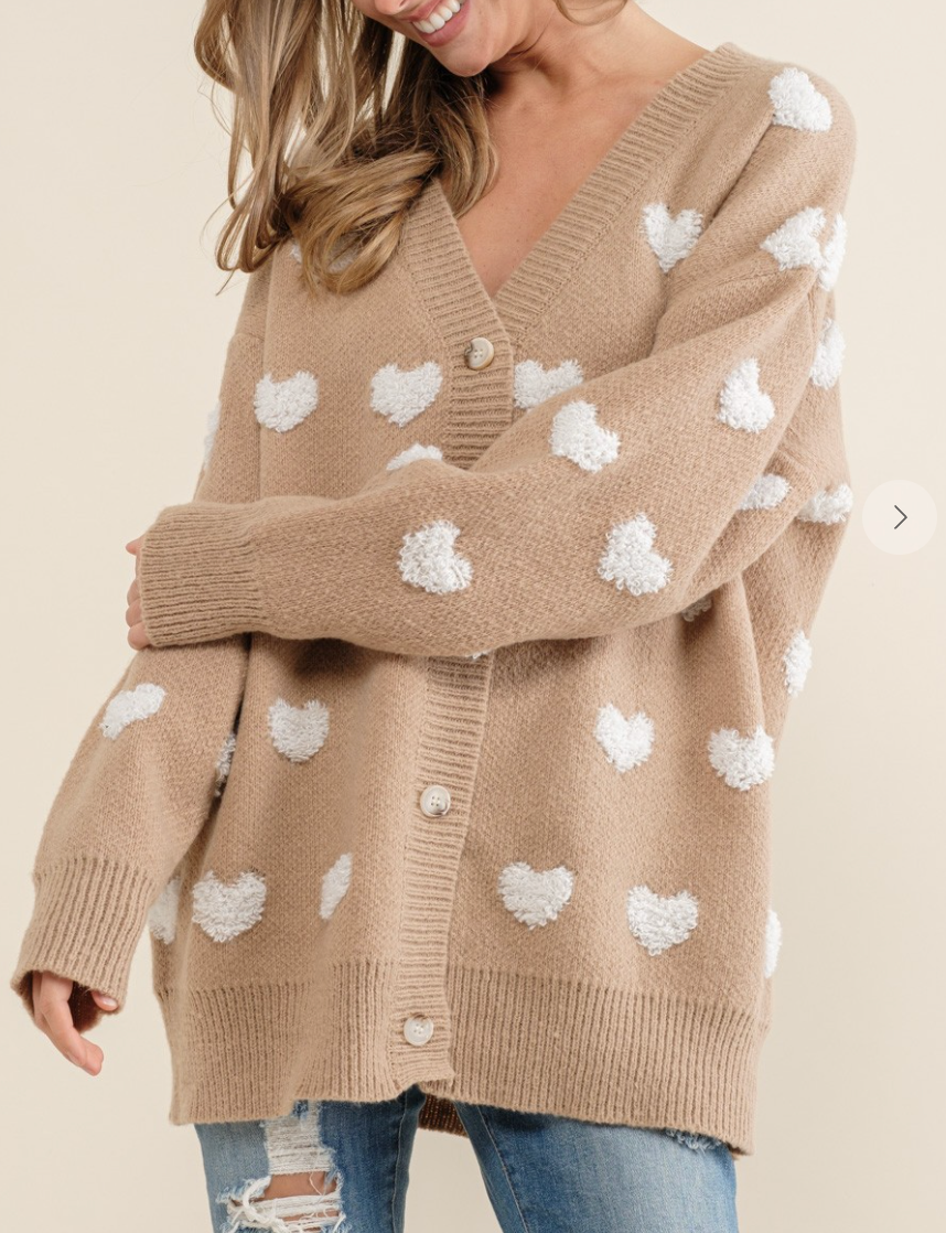 All Over Heart Cardigan Sweater