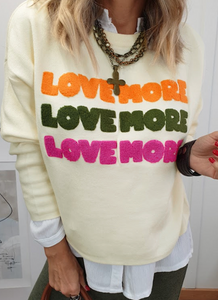 LOVE MORE Chenille Graphic Long Sleeve Sweatshirt