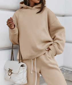 Pre-Order Pale Khaki Chunky Two-piece Hooded Sweatsuit