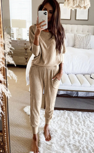 Pre-Order Ribbed Dolman Sleeve Top and Pocketed Pants Set