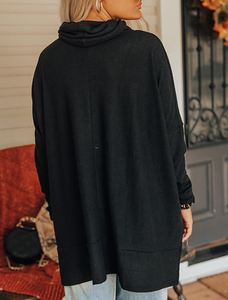 Black Cowl Neck Shift Tunic Top