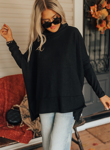 Black Cowl Neck Shift Tunic Top