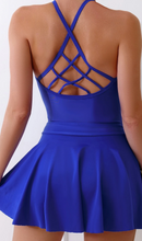 Load image into Gallery viewer, Pre-Order Dark Blue 2pcs Caged Strappy Back Monokini and Skirt