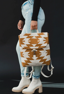 Light brown & cream Aztec backpack
