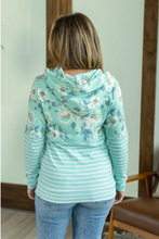 Load image into Gallery viewer, Hailey Pullover Hoodie - Mint Floral Pattern Mix