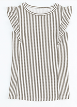 Load image into Gallery viewer, Pre-Order Gray Crew Neck Ruffled Striped Tank Top