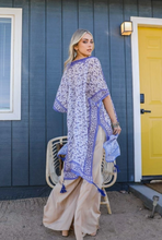 Load image into Gallery viewer, Blue Ditsy Floral Paisley Kimono