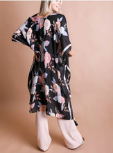 Load image into Gallery viewer, Black Wallflower Bloom Kimono w/ Tassels