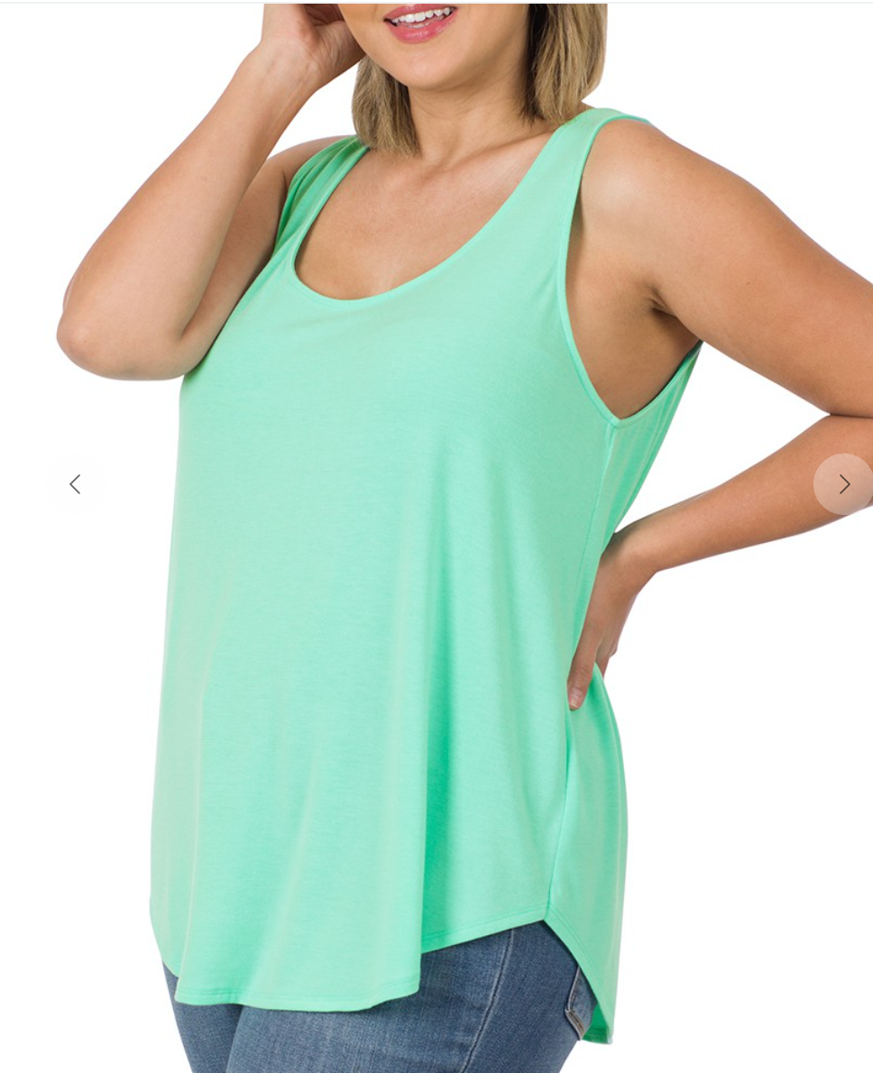 Plus Size Mint Scoop Neck Tank Top