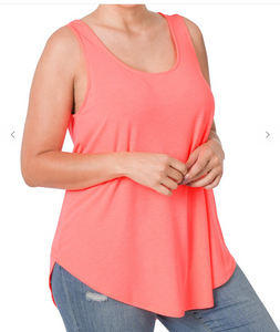 Neon Peach Scoop Neck Tank Top