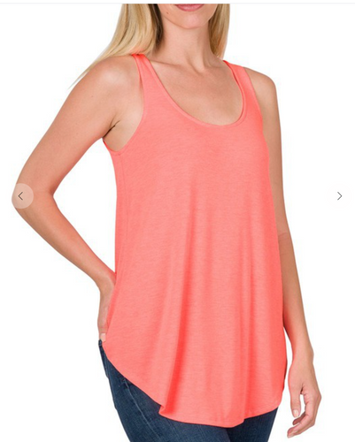 Neon Peach Scoop Neck Tank Top