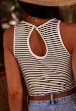 Load image into Gallery viewer, Striped Print Ribbed Knit Sleeveless Top