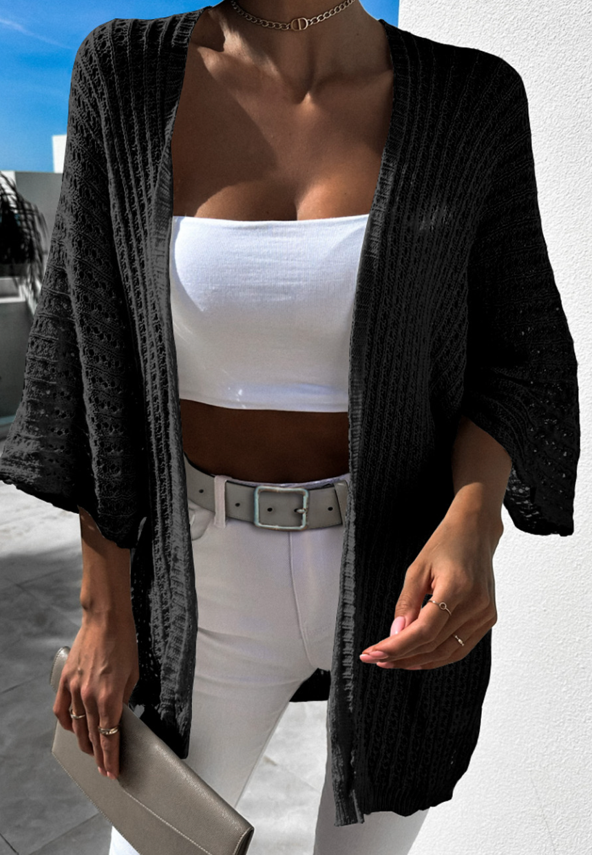 Pre-Order Hollow-out Knit Kimono Lightweight Cardigans