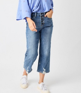 Judy Blue Button Fly Wide Leg Crop