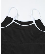 Load image into Gallery viewer, Pre-Order Black Sporty Ribbed Spaghetti Straps One Piece Swimdress