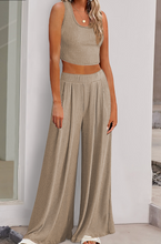 Load image into Gallery viewer, Pre-Order Textured Sleeveless Crop Top and Wide Leg Pants Outfit