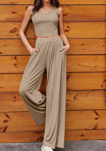 Load image into Gallery viewer, Pre-Order Textured Sleeveless Crop Top and Wide Leg Pants Outfit