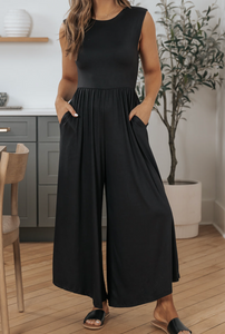 Pre-Order Black Open Back Wide Leg Jumpsuit