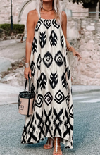 Load image into Gallery viewer, Pre-Order Black Western Aztec Printed Fashion Vacation Sundress