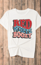 Load image into Gallery viewer, Pre-Order White RED WHITE BOOZY Stars and Stripes Graphic T Shirt