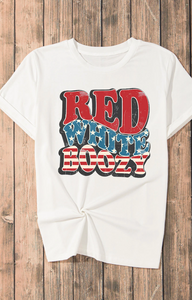 Pre-Order White RED WHITE BOOZY Stars and Stripes Graphic T Shirt