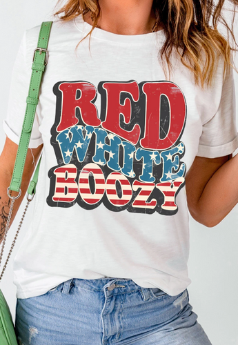 Pre-Order White RED WHITE BOOZY Stars and Stripes Graphic T Shirt