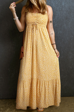 Load image into Gallery viewer, Pre-Order Yellow Frilly Smocked High Waist Floral Maxi Dress