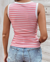 Load image into Gallery viewer, Pre-Order Stripe Contrast Round Neck Sleeveless Slim Top