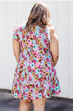 Load image into Gallery viewer, Pre-Order Floral Ruffled Cap Sleeve Plus Size Mini Dress