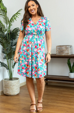 Load image into Gallery viewer, Pre-Order Tinley Dress - Aqua and Pink Floral