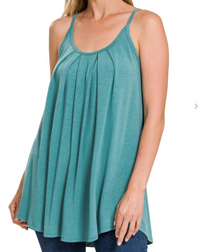 Teal Pleated Cami Top